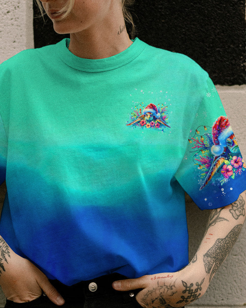 BLISSCORNERS SALTWATER HEALS EVERYTHING TURTLE CHRISTMAS ALL OVER PRINT