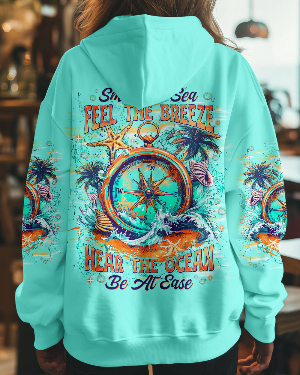 BLISSCORNERS SMELL THE SEA FEEL THE BREEZE COMPASS ALL OVER PRINT