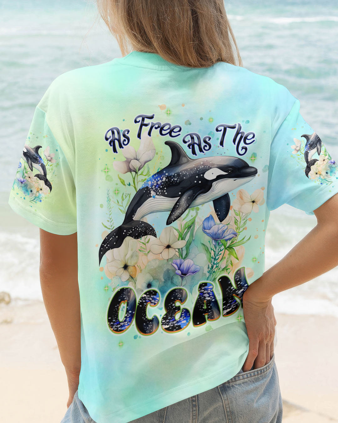 BLISSCORNERS AS FREE AS THE OCEAN ORCA ALL OVER PRINT