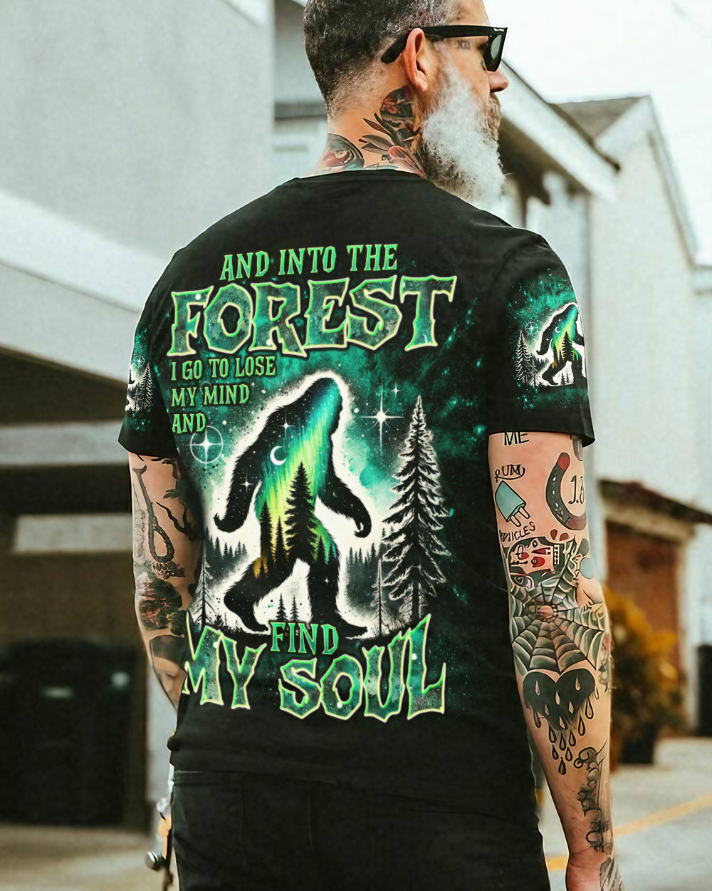 BLISSCORNERS AND INTO THE FOREST I GO BIGFOOT ALL OVER PRINT