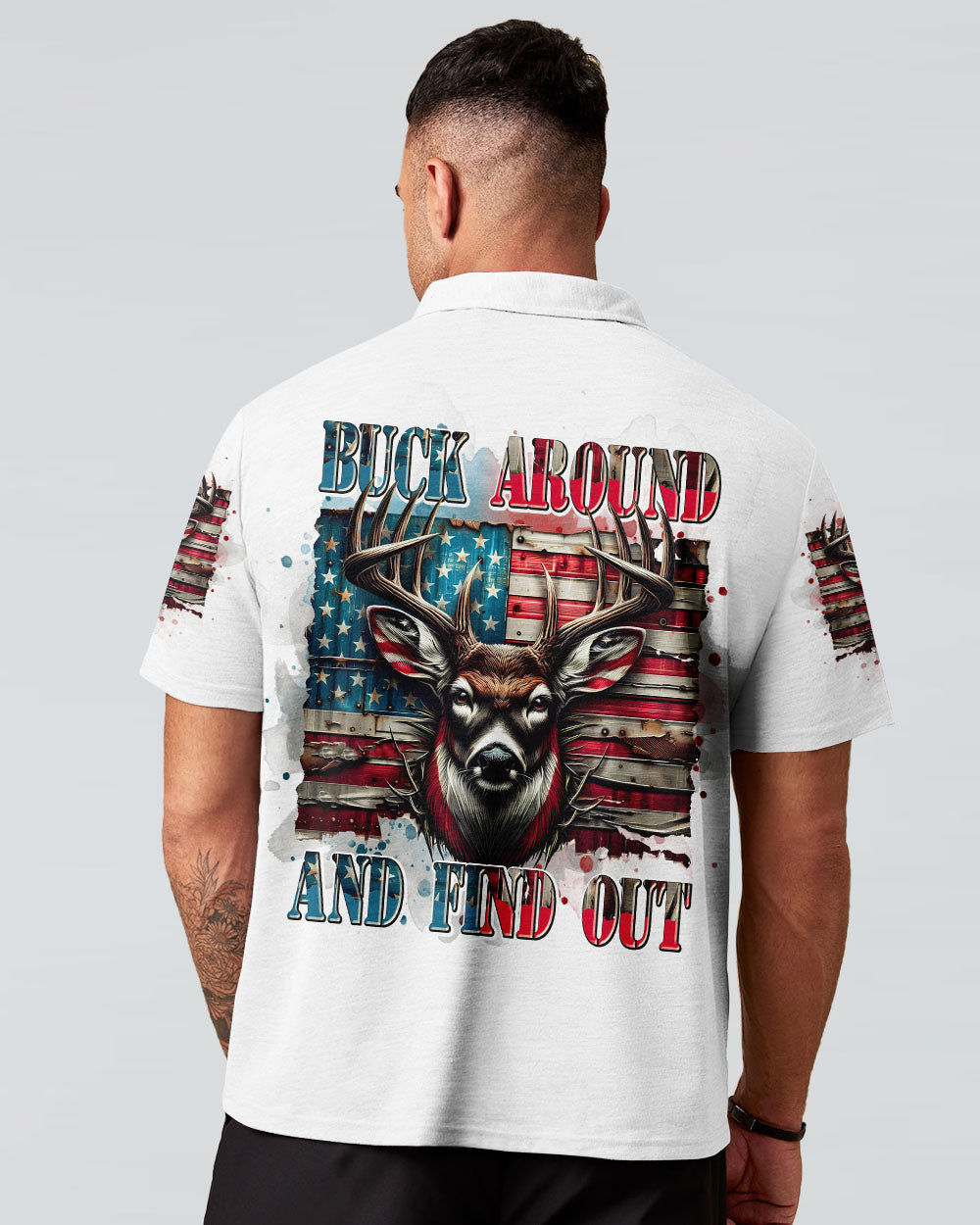 BLISSCORNERS BUCK AROUND AND FIND OUT DEER HUNTING ALL OVER PRINT