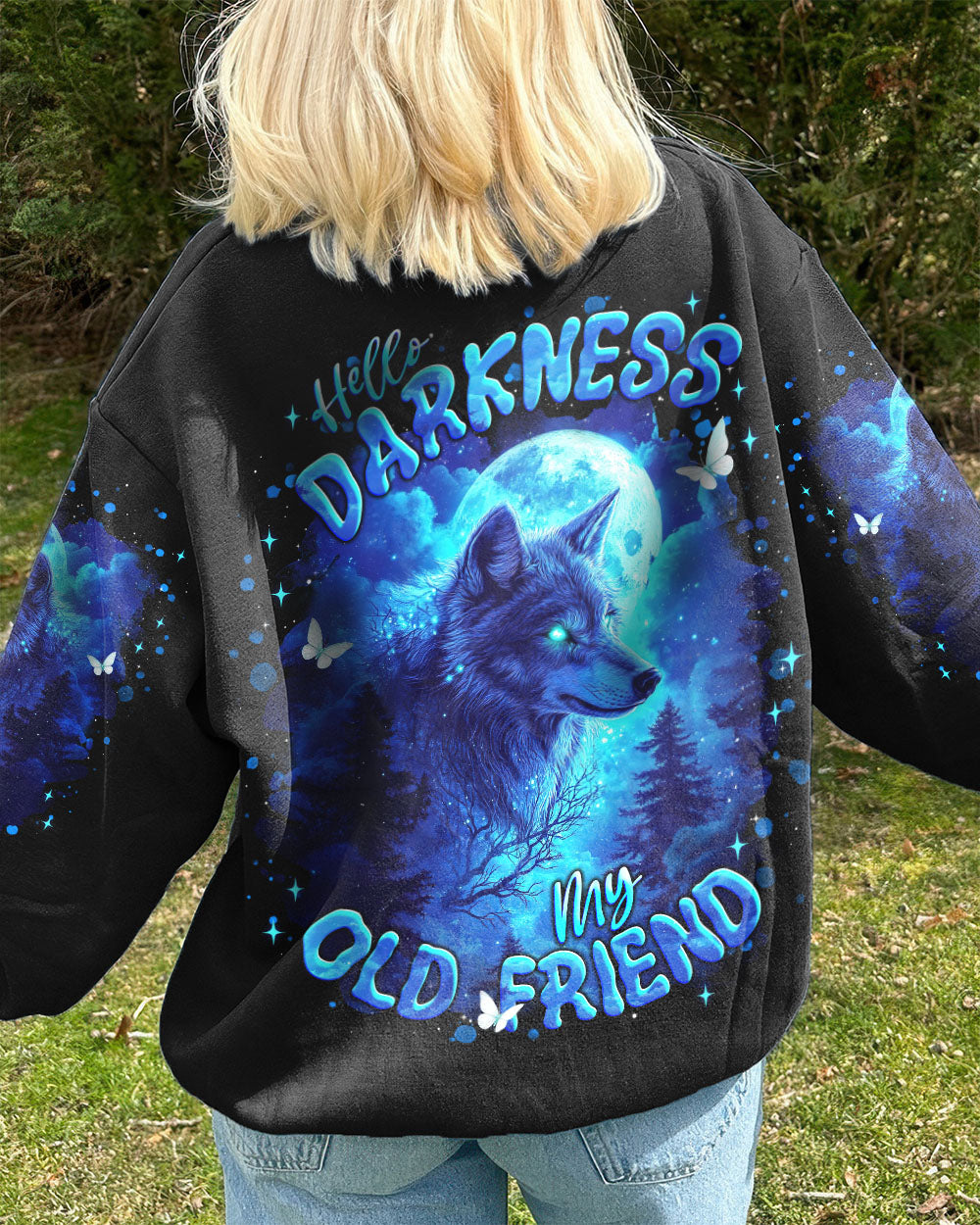 BLISSCORNERS HELLO DARKNESS MY OLD FRIEND WOLF ALL OVER PRINT