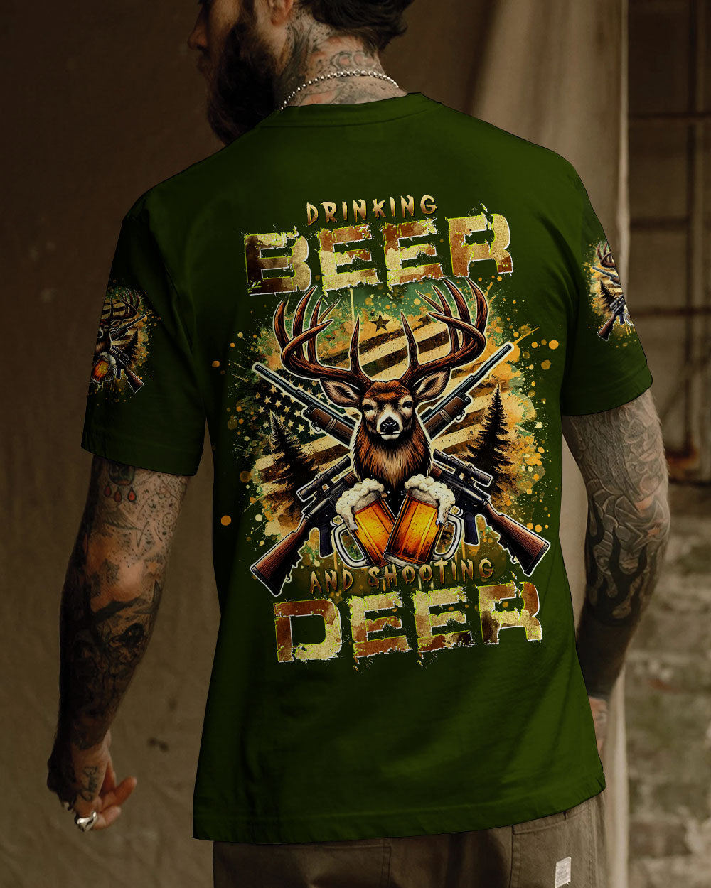 BLISSCORNERS DRINKING BEER AND SHOOTING DEER HUNTING ALL OVER PRINT