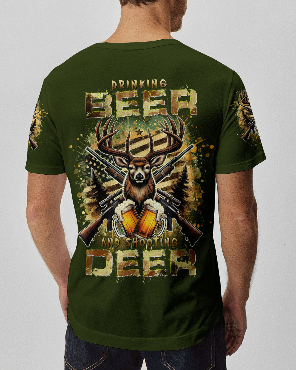 BLISSCORNERS DRINKING BEER AND SHOOTING DEER HUNTING ALL OVER PRINT