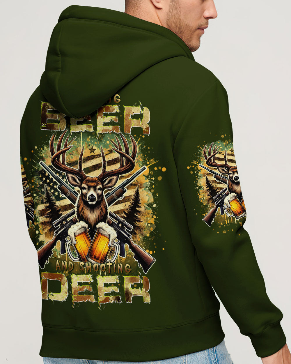 BLISSCORNERS DRINKING BEER AND SHOOTING DEER HUNTING ALL OVER PRINT