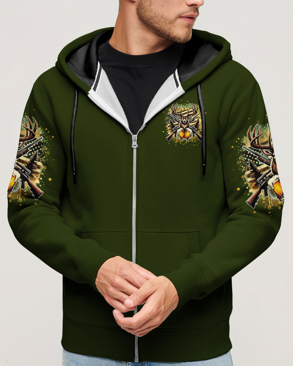 BLISSCORNERS DRINKING BEER AND SHOOTING DEER HUNTING ALL OVER PRINT