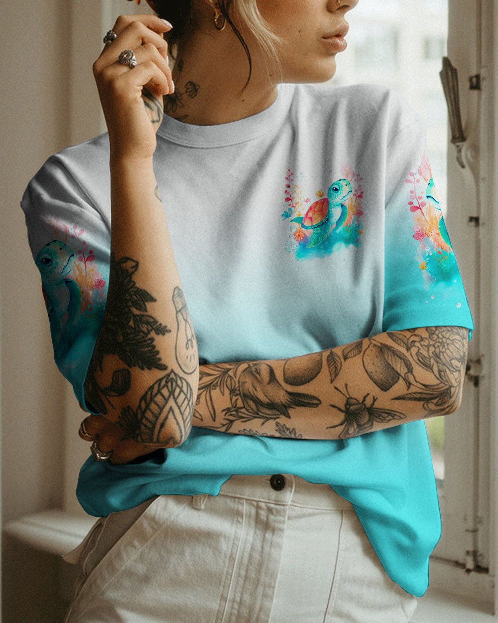 BLISSCORNERS SMELL THE SEA FEEL THE BREEZE TURTLE ALL OVER PRINT