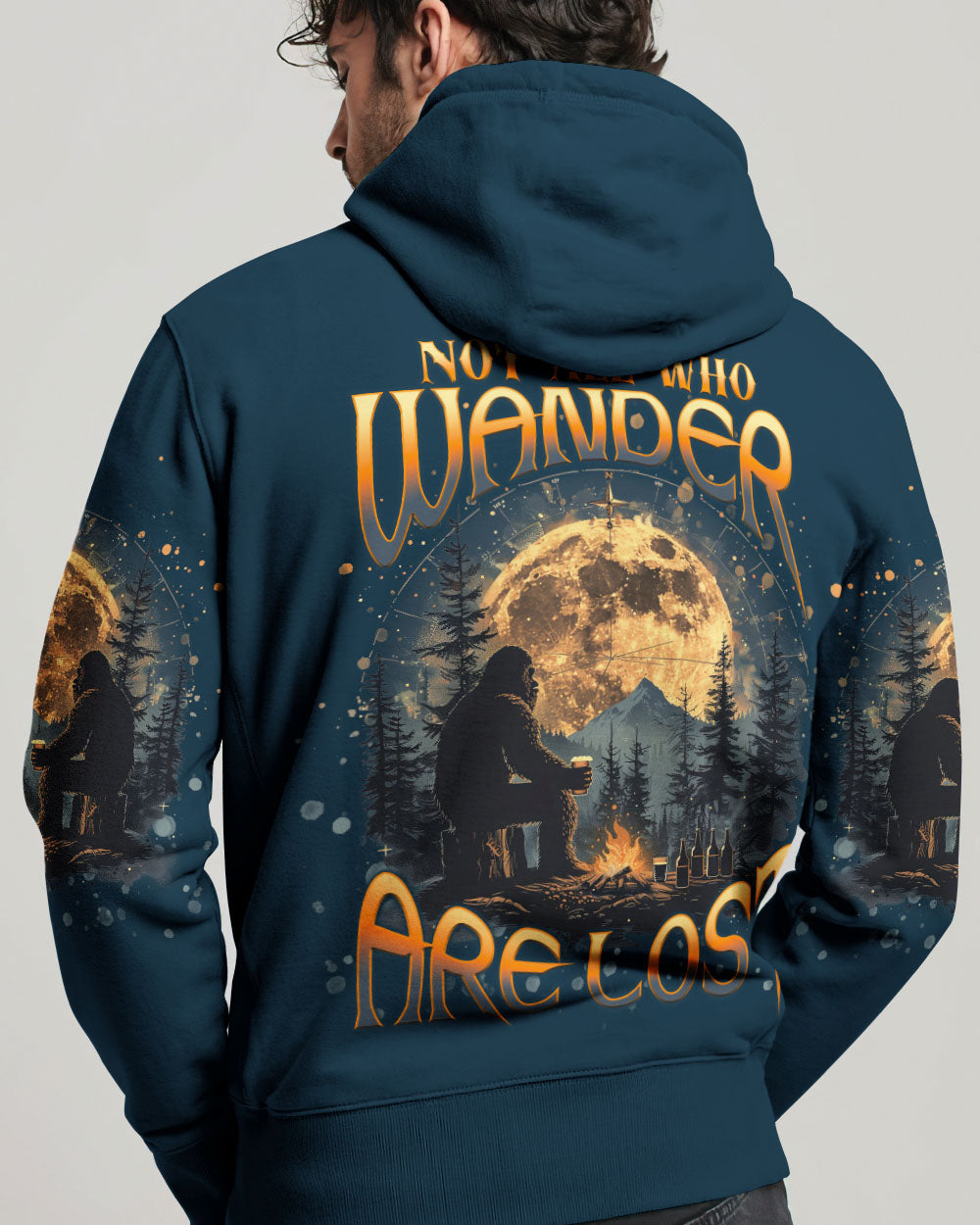 BLISSCORNERS NOT ALL WHO WANDER ARE LOST BIGFOOT COMPASS ALL OVER PRINT