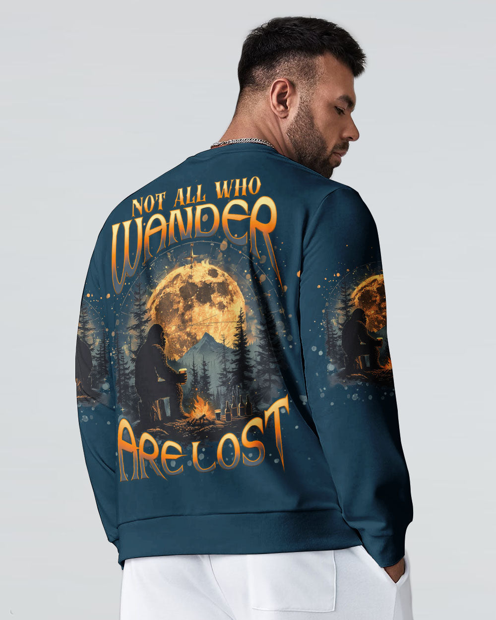 BLISSCORNERS NOT ALL WHO WANDER ARE LOST BIGFOOT COMPASS ALL OVER PRINT