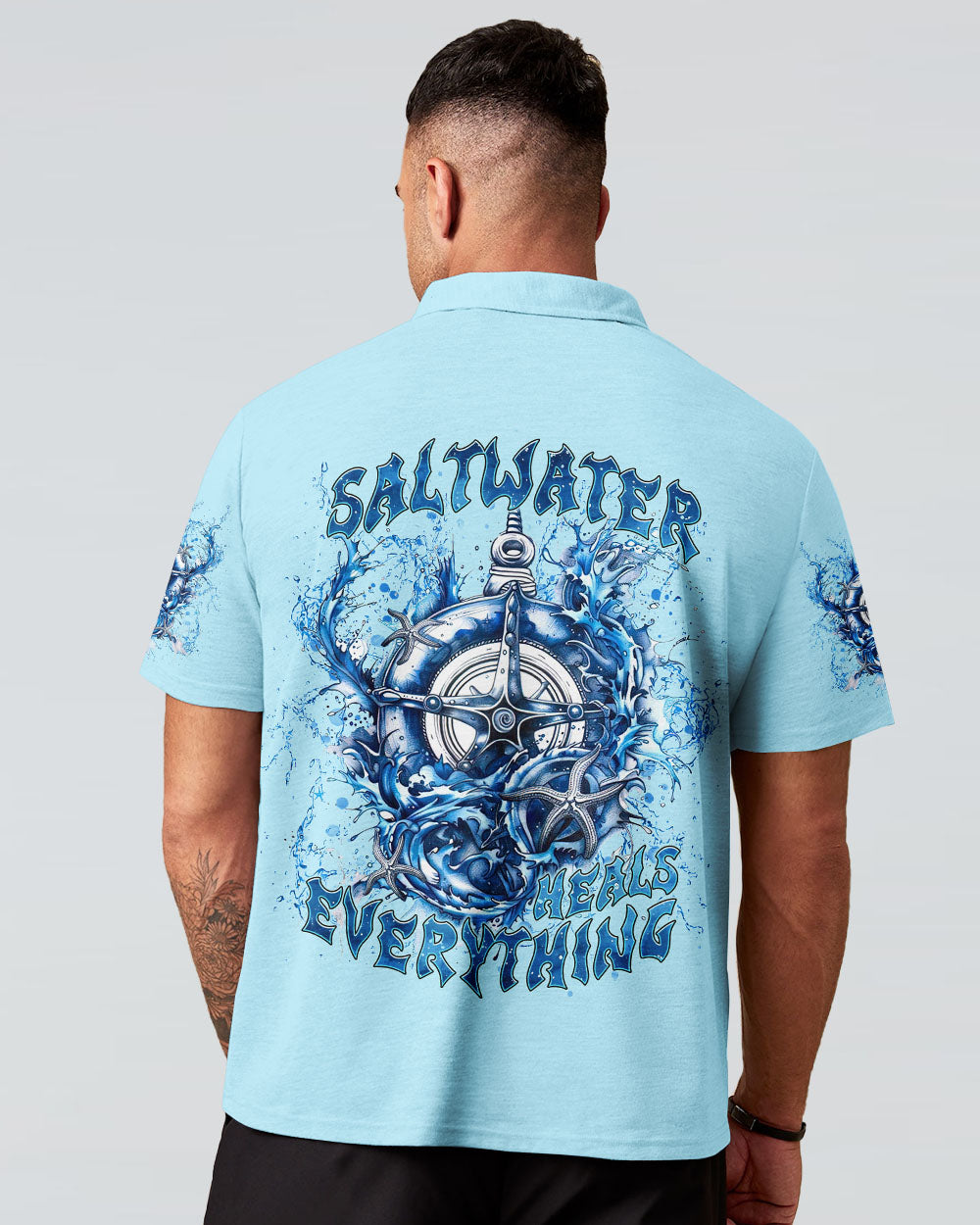 BLISSCORNERS SALTWATER HEALS EVERYTHING COMPASS WAVES OCEAN ALL OVER PRINT