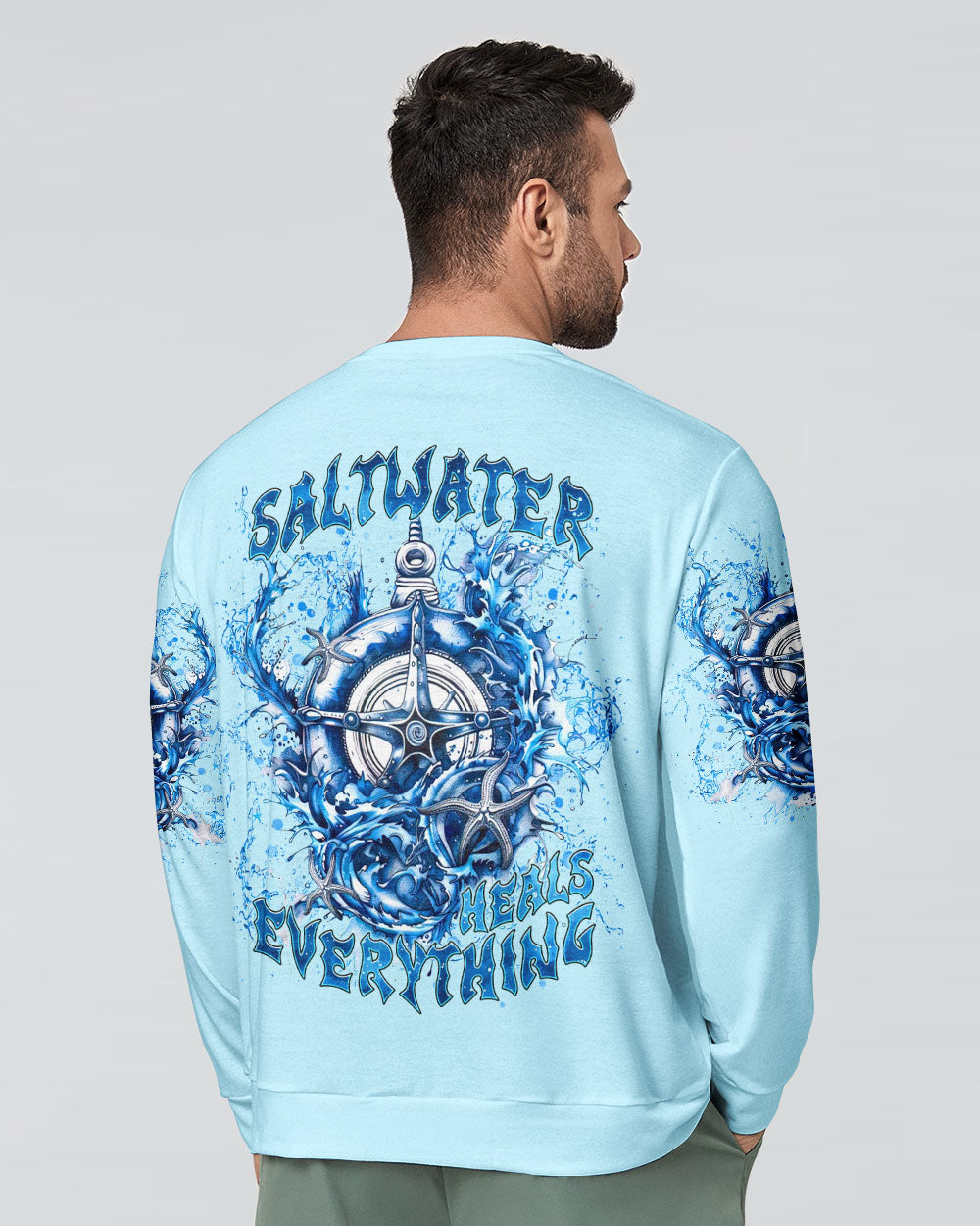BLISSCORNERS SALTWATER HEALS EVERYTHING COMPASS WAVES OCEAN ALL OVER PRINT