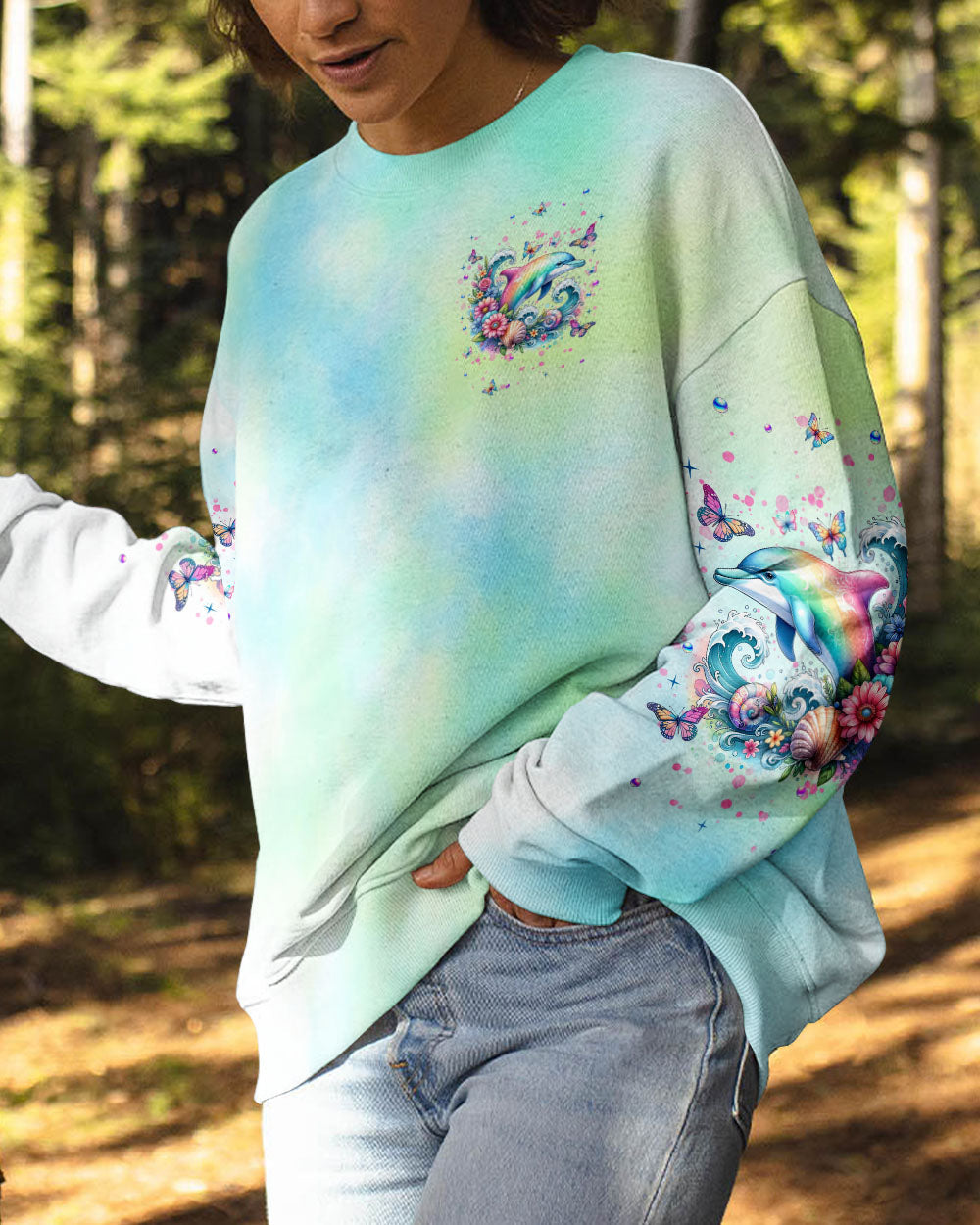 BLISSCORNERS BORN TO BE FREE LIKE A DOLPHIN AT SEA ALL OVER PRINT