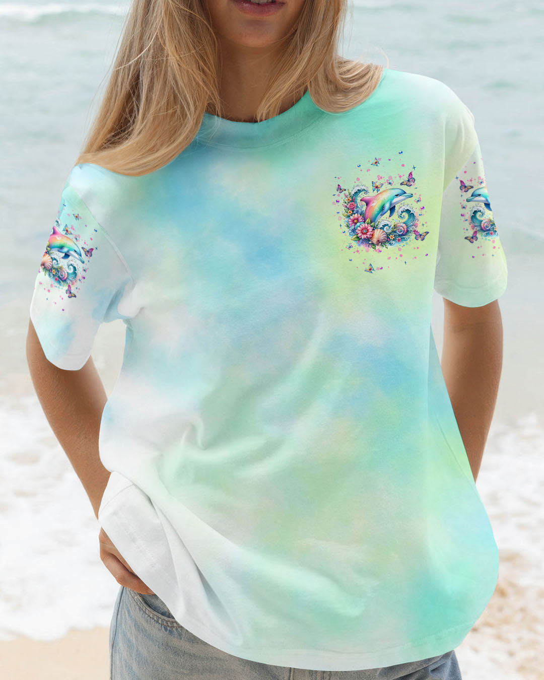 BLISSCORNERS BORN TO BE FREE LIKE A DOLPHIN AT SEA ALL OVER PRINT