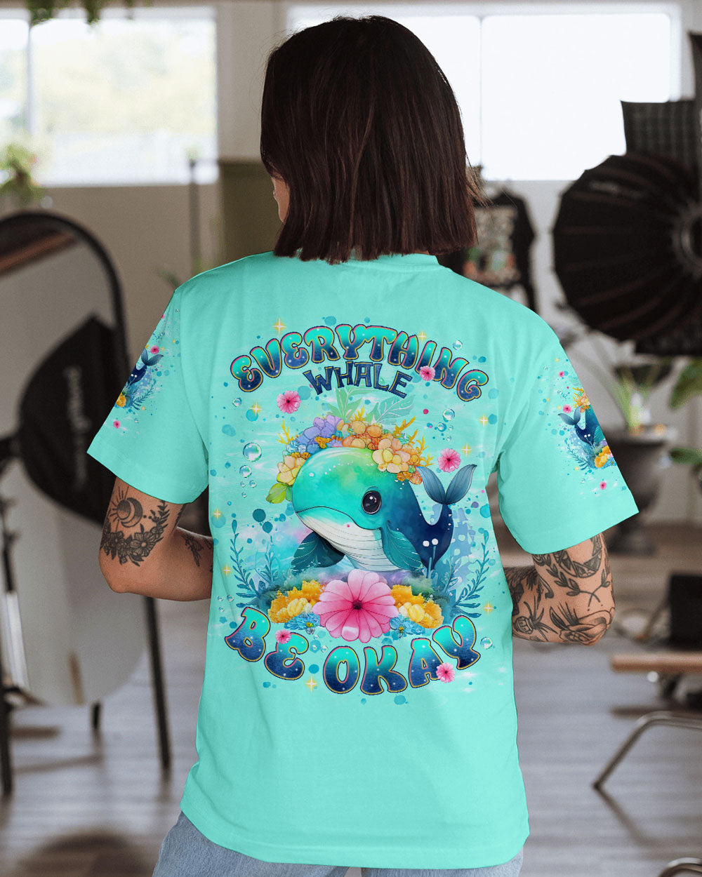 BLISSCORNERS EVERYTHING WHALE BE OKAY ALL OVER PRINT