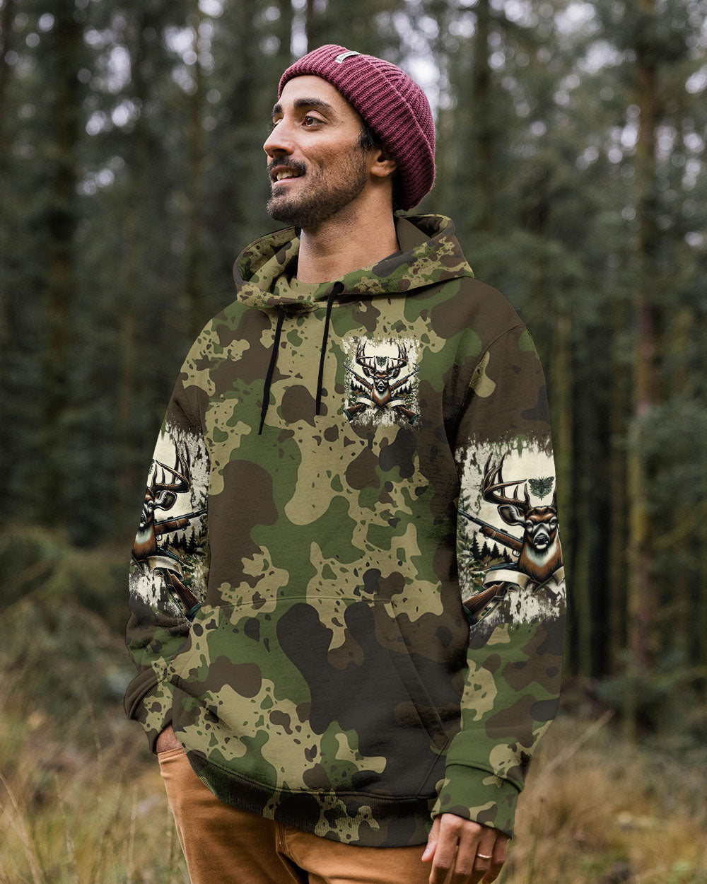 BLISSCORNERS NO BRAGGING UNTIL YOU'RE DRAGGING HUNTING ALL OVER PRINT