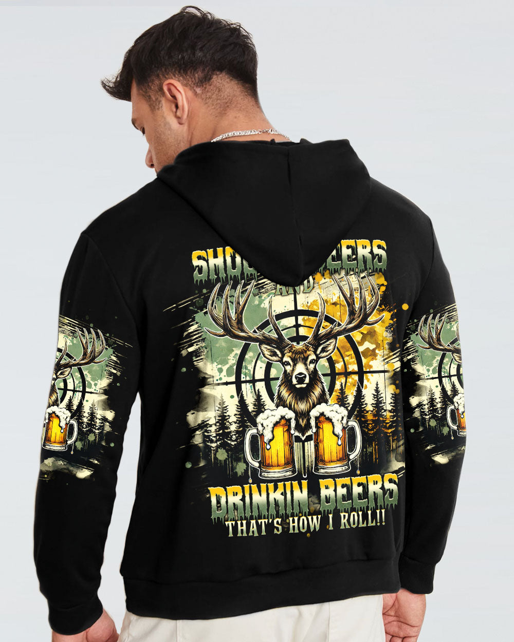 BLISSCORNERS SHOOTING DEERS AND DRINKING BEERS ALL OVER PRINT