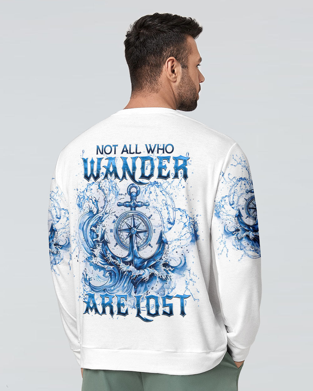 BLISSCORNERS NOT ALL WHO WANDER ARE LOST ANCHOR COMPASS ALL OVER PRINT