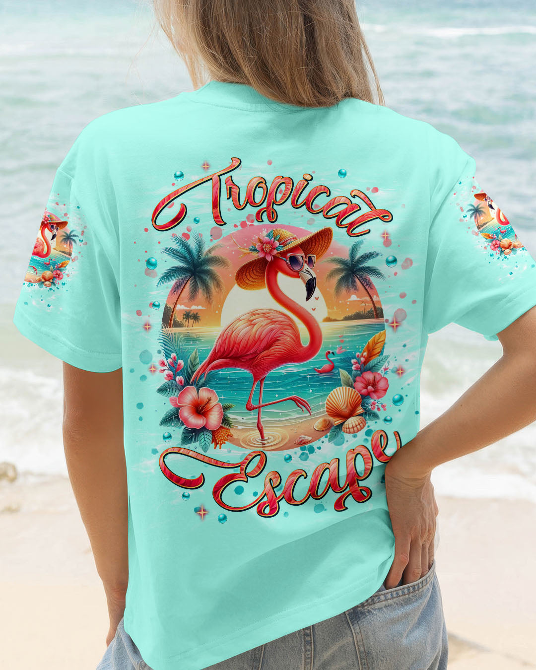 BLISSCORNERS TROPICAL ESCAPE FLAMINGO ALL OVER PRINT