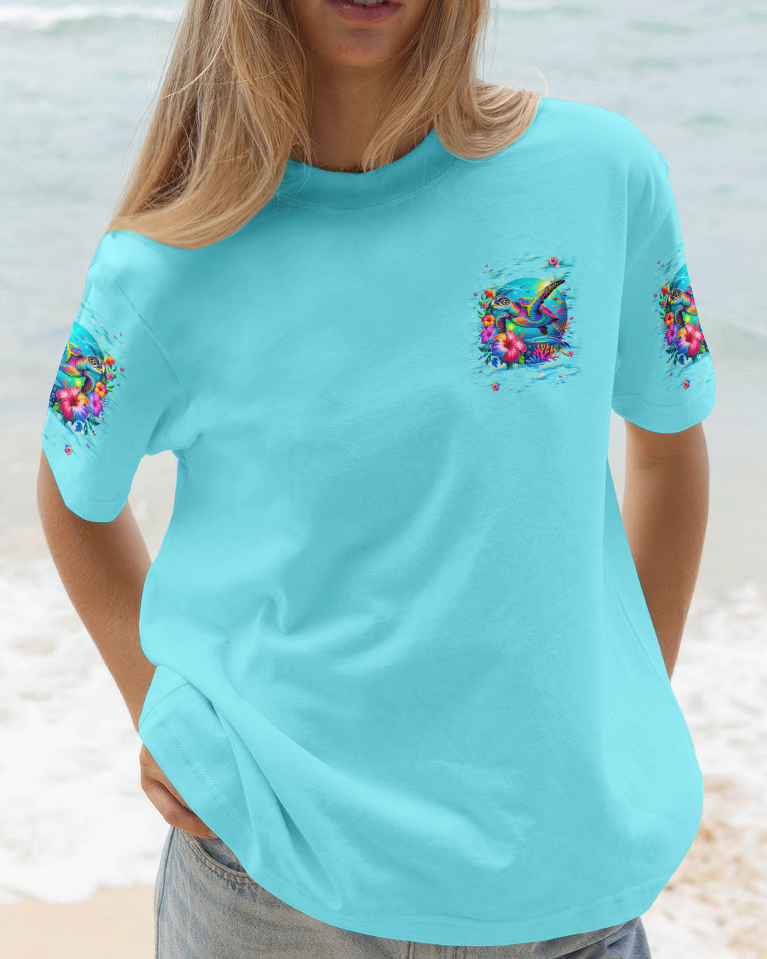 BLISSCORNERS SMELL THE SEA FEEL THE BREEZE TURTLE ALL OVER PRINT