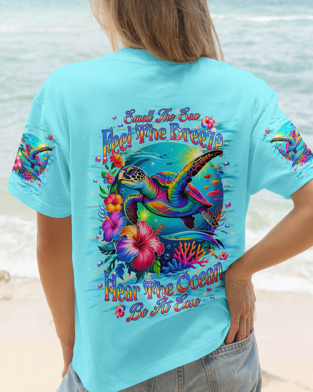 BLISSCORNERS SMELL THE SEA FEEL THE BREEZE TURTLE ALL OVER PRINT
