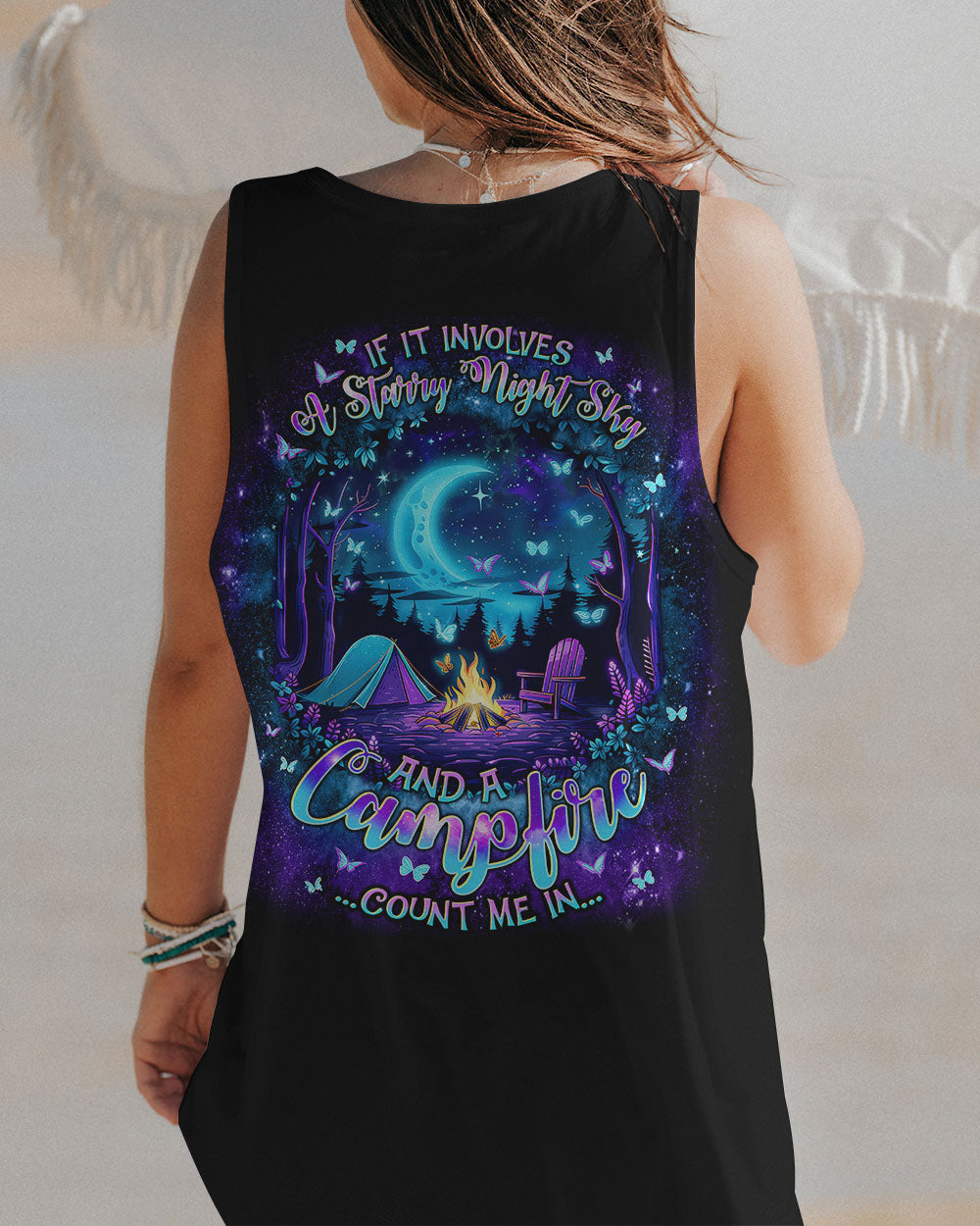 BLISSCORNERS STARRY NIGHT SKY AND A CAMPFIRE COUNT ME IN ALL OVER PRINT