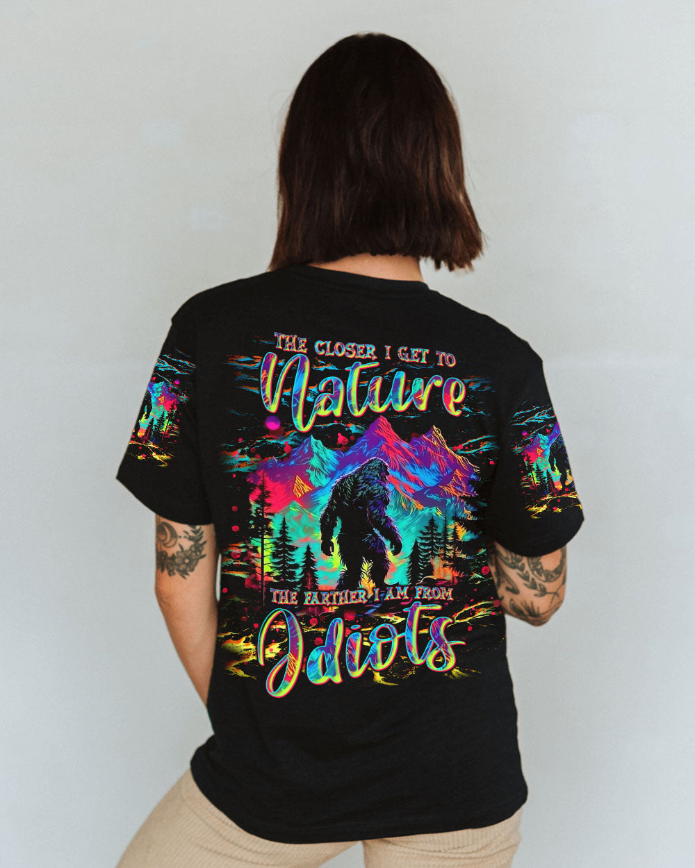 BLISSCORNERS (HOT DEAL) THE CLOSER I GET TO NATURE COLORFUL BIGFOOT ALL OVER PRINT - TLNT1211244