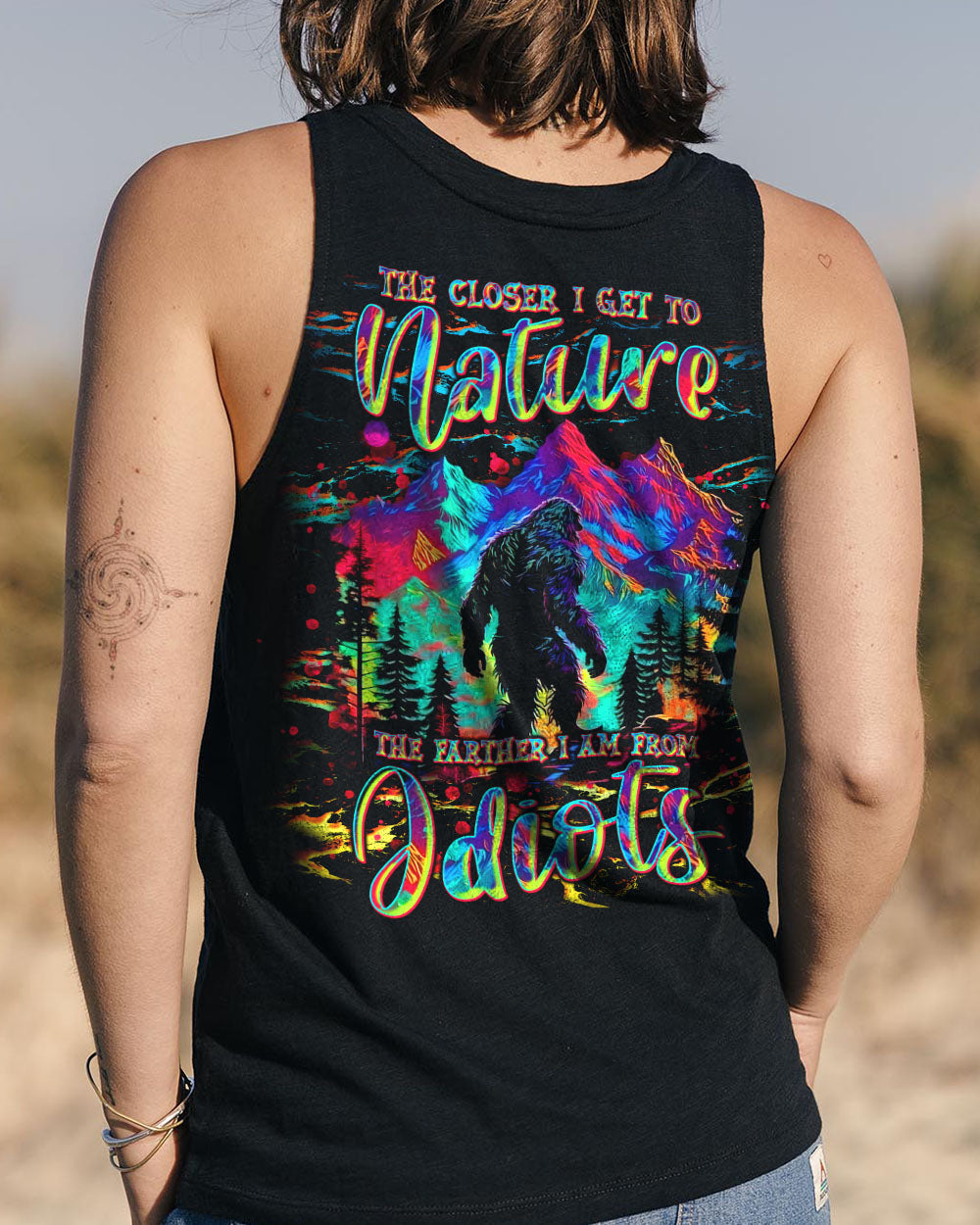 BLISSCORNERS (HOT DEAL) THE CLOSER I GET TO NATURE COLORFUL BIGFOOT ALL OVER PRINT -TLNT1211244