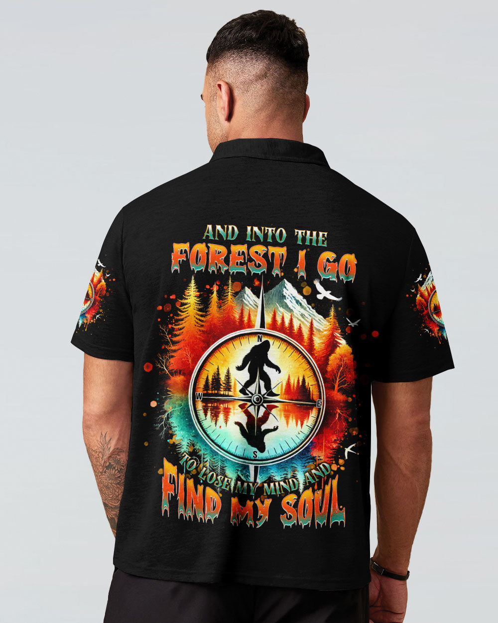 BLISSCORNERS AND INTO THE FOREST I GO BIGFOOT COMPASS ALL OVER PRINT