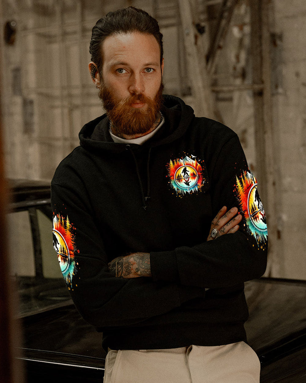 BLISSCORNERS AND INTO THE FOREST I GO BIGFOOT COMPASS ALL OVER PRINT