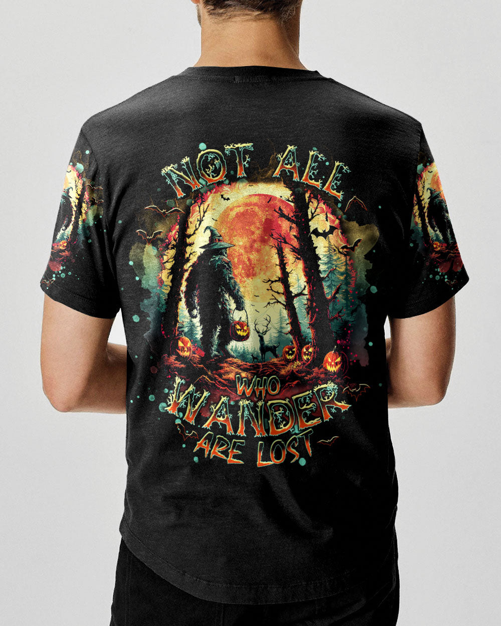 BLISSCORNERS NOT ALL WHO WANDER ARE LOST BIGFOOT HALLOWEEN ALL OVER PRINT