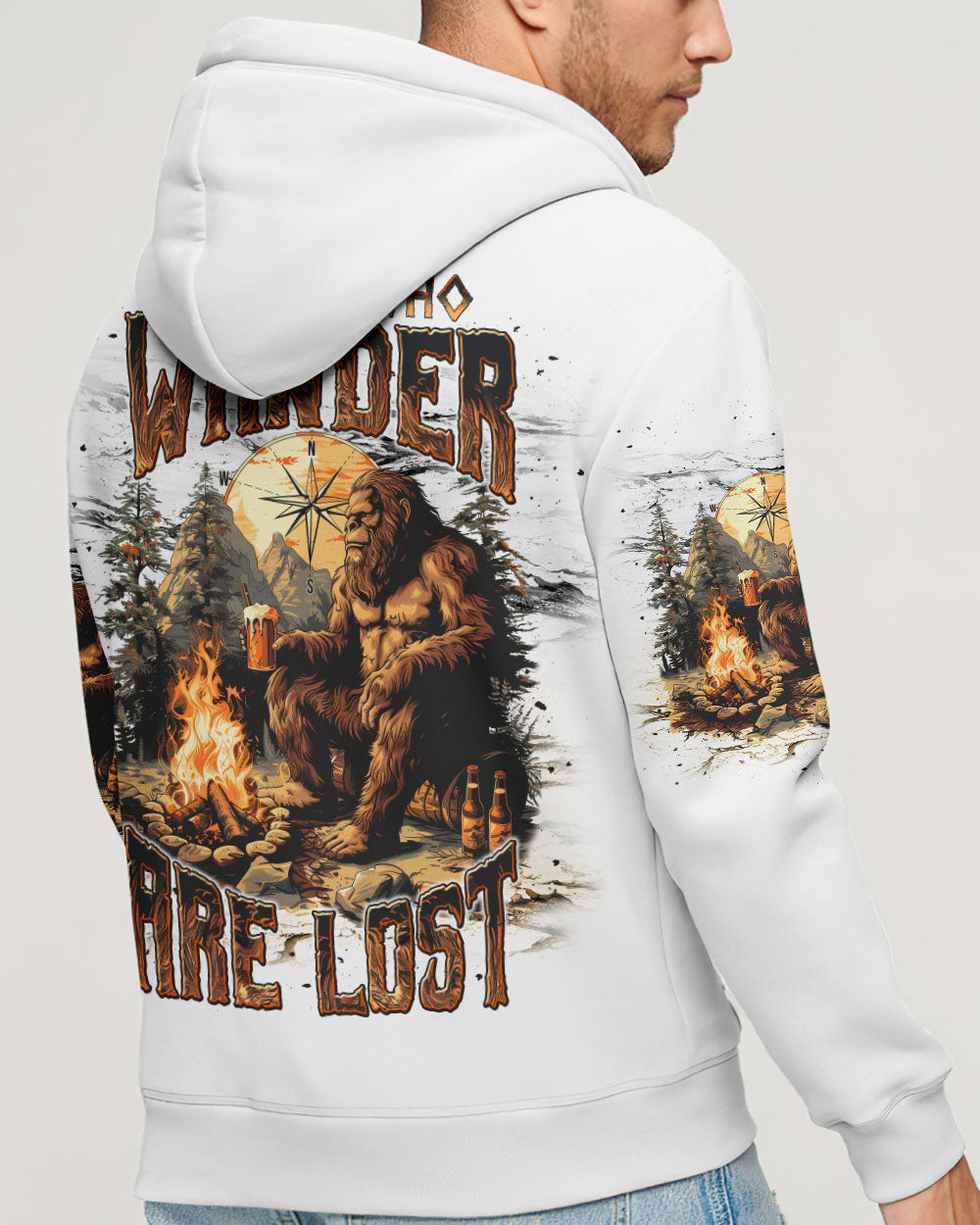 BLISSCORNERS NOT ALL WHO WANDER ARE LOST BIGFOOT COMPASS ALL OVER PRINT