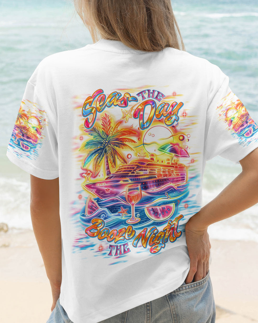 BLISSCORNERS SEAS THE DAY BOOZE THE NIGHT CRUISE ALL OVER PRINT