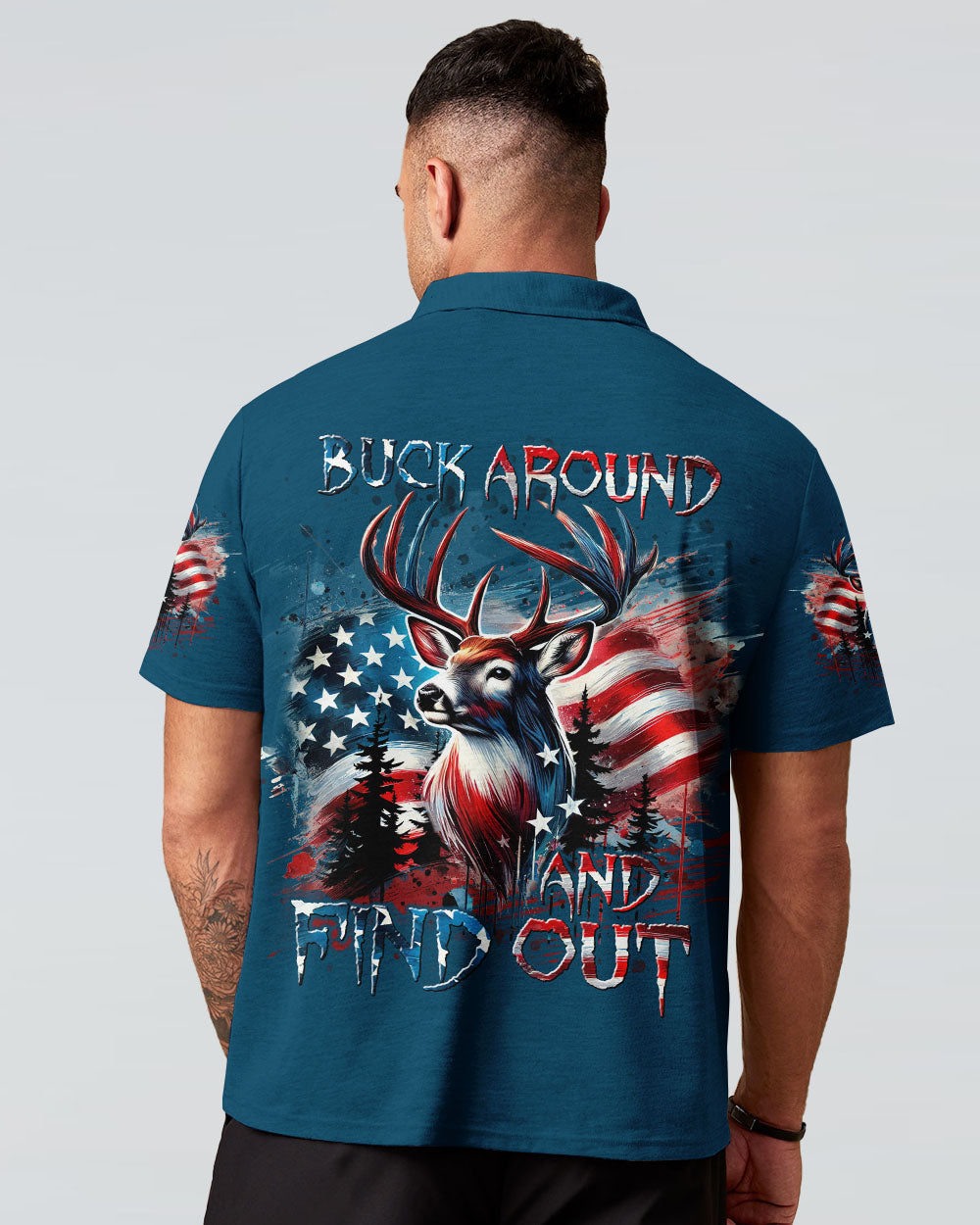 BLISSCORNERS BUCK AROUND AND FIND OUT DEER HUNTING ALL OVER PRINT