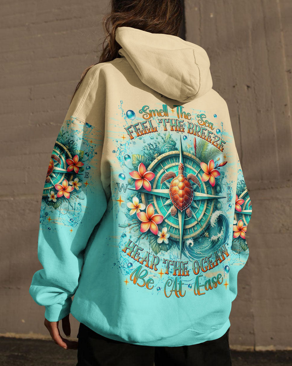 BLISSCORNERS SMELL THE SEA FEEL THE BREEZE TURTLE COMPASS ALL OVER PRINT