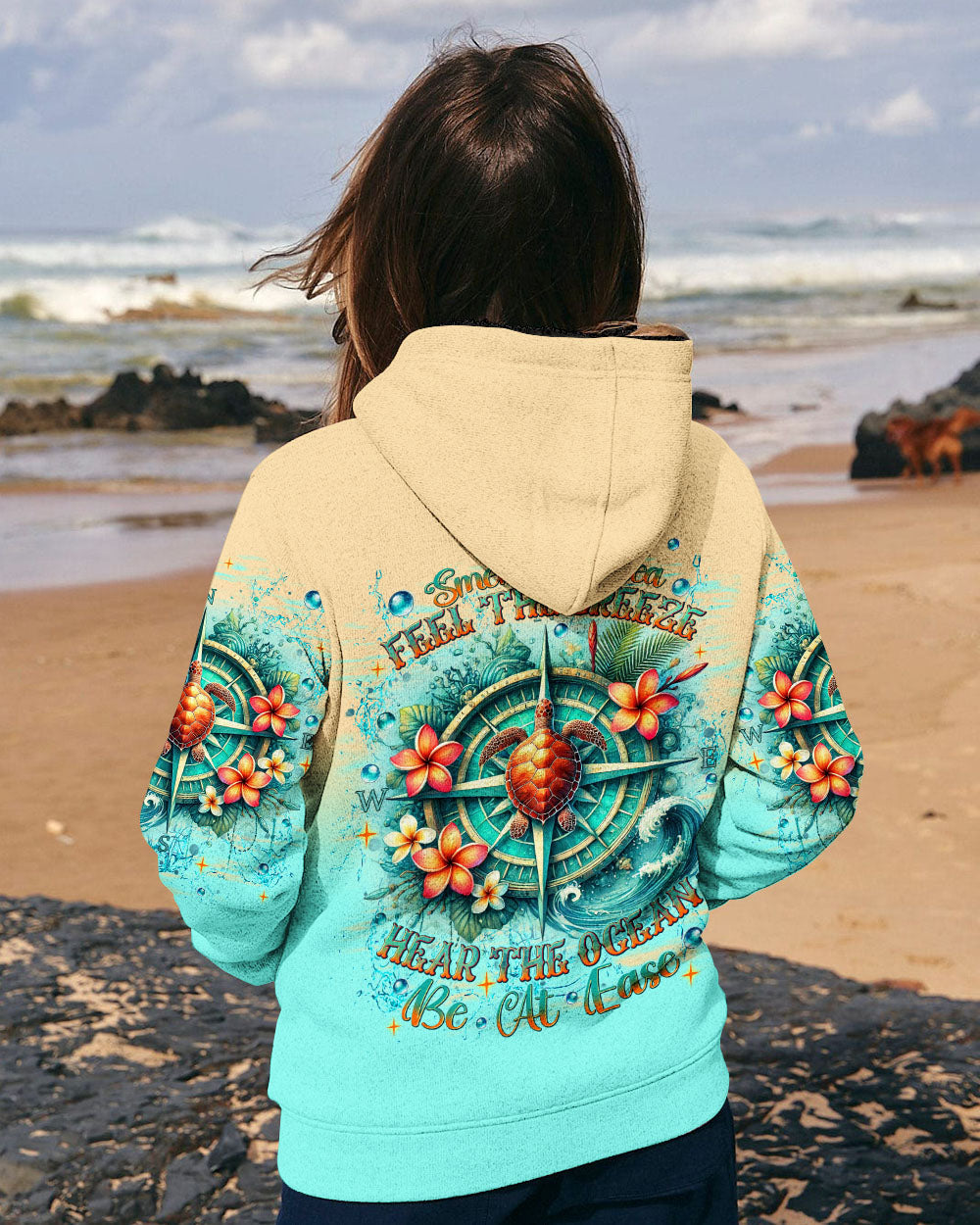 BLISSCORNERS SMELL THE SEA FEEL THE BREEZE TURTLE COMPASS ALL OVER PRINT
