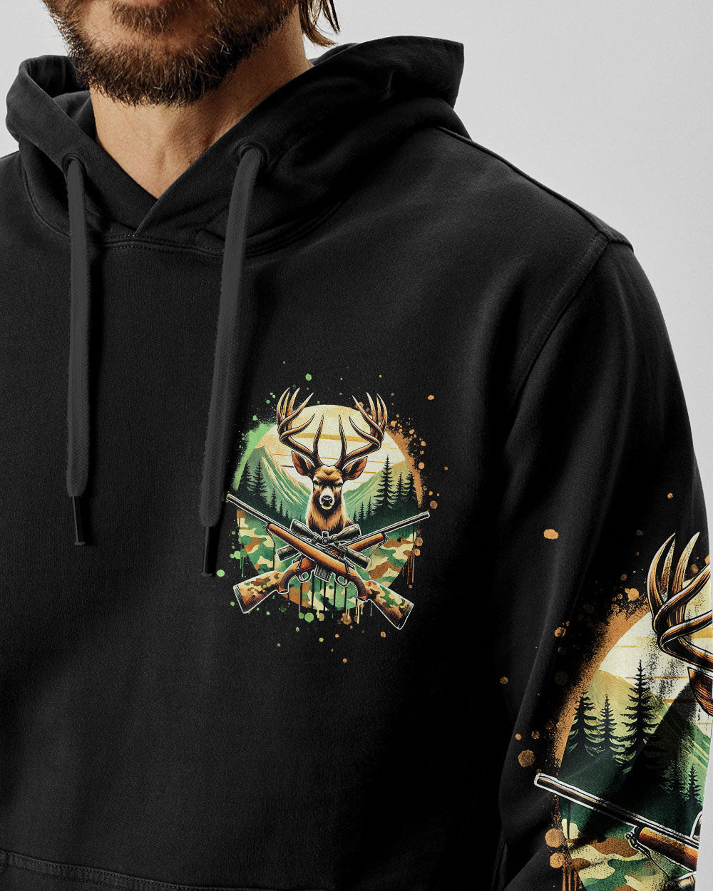 BLISSCORNERS NO BRAGGING UNTIL YOU'RE DRAGGING DEER HUNTING ALL OVER PRINT