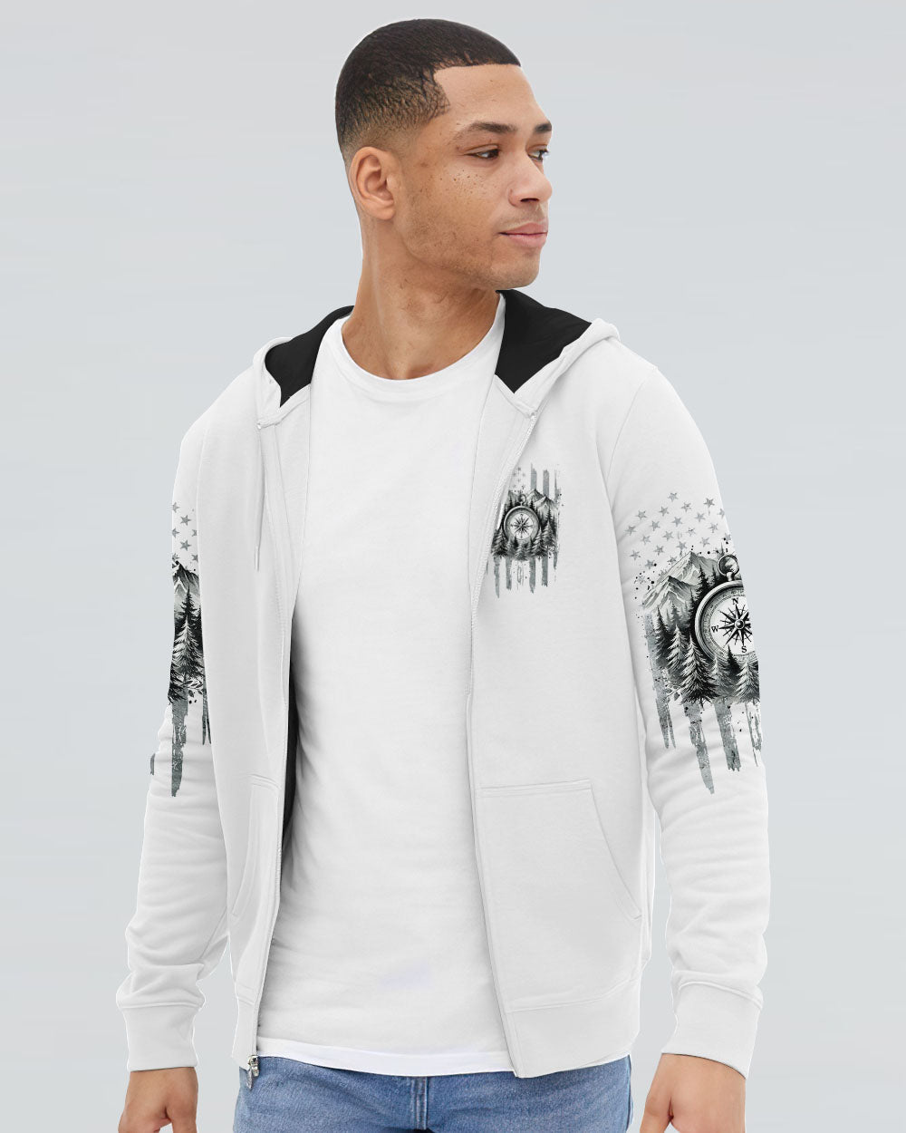 BLISSCORNERS BORN TO EXPLORE DESTINED TO BE WILD COMPASS ALL OVER PRINT