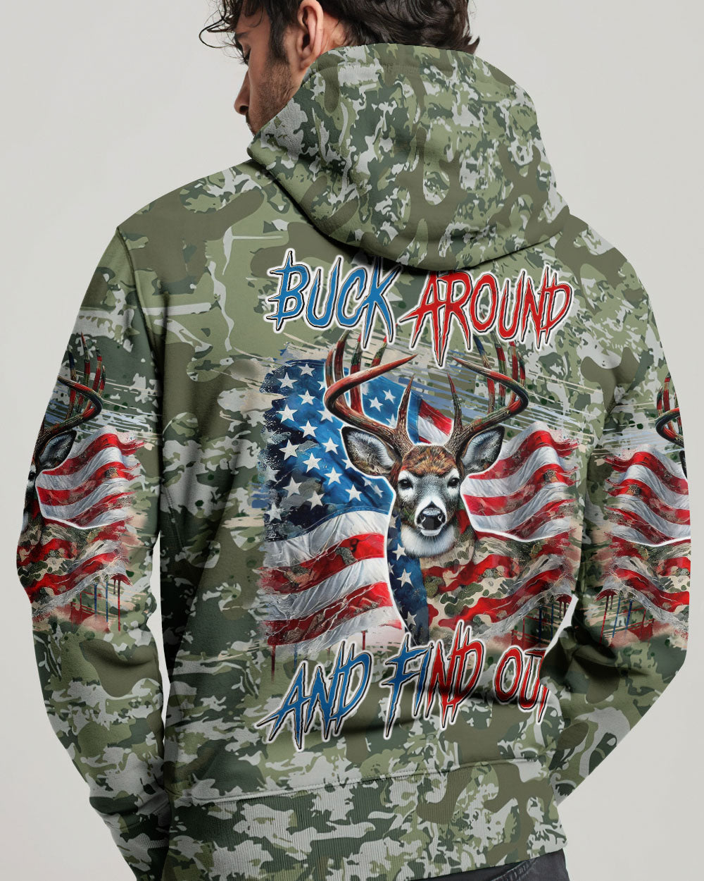 BLISSCORNERS BUCK AROUND AND FIND OUT DEER HUNTING ALL OVER PRINT