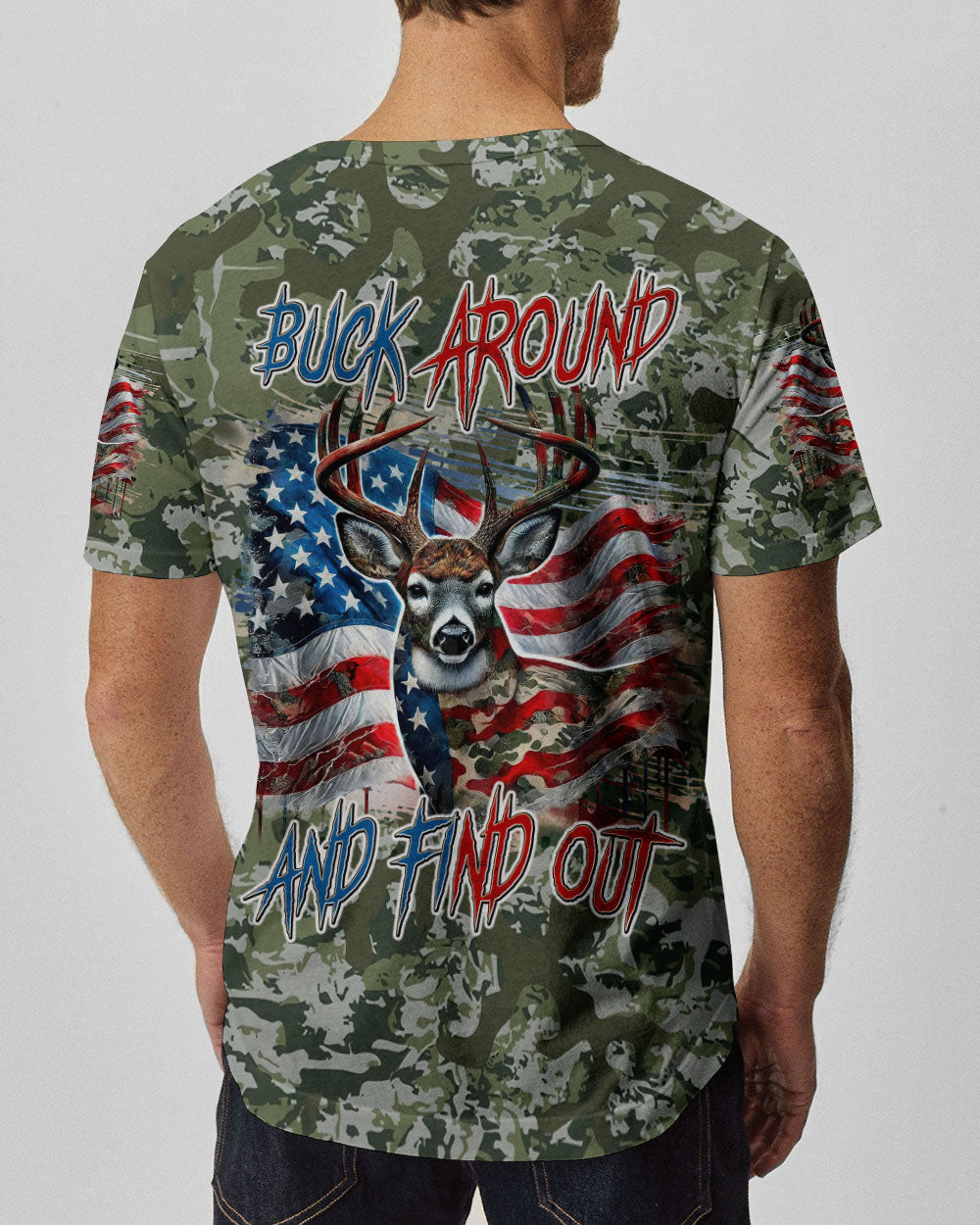 BLISSCORNERS BUCK AROUND AND FIND OUT DEER HUNTING ALL OVER PRINT