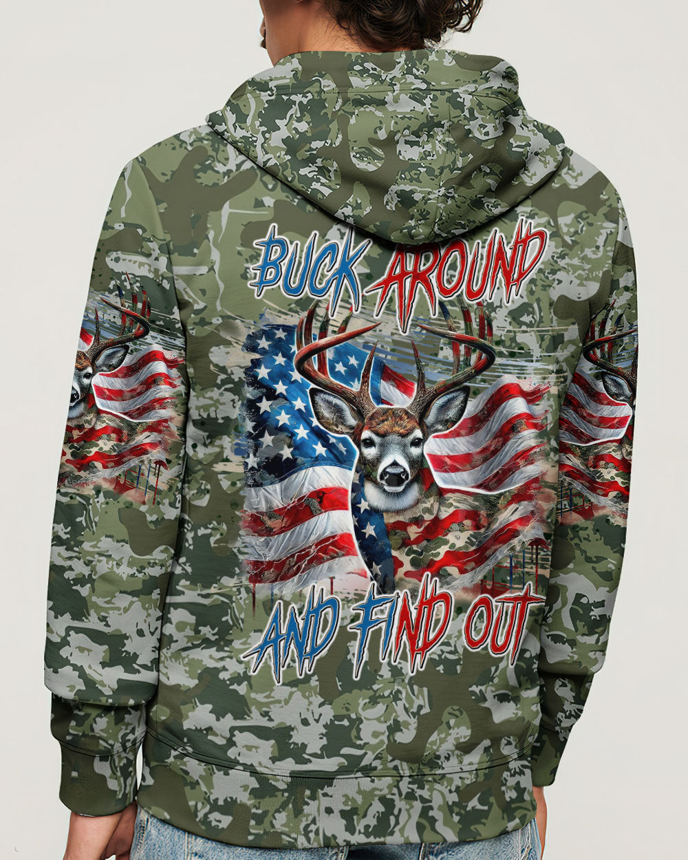 BLISSCORNERS BUCK AROUND AND FIND OUT DEER HUNTING ALL OVER PRINT