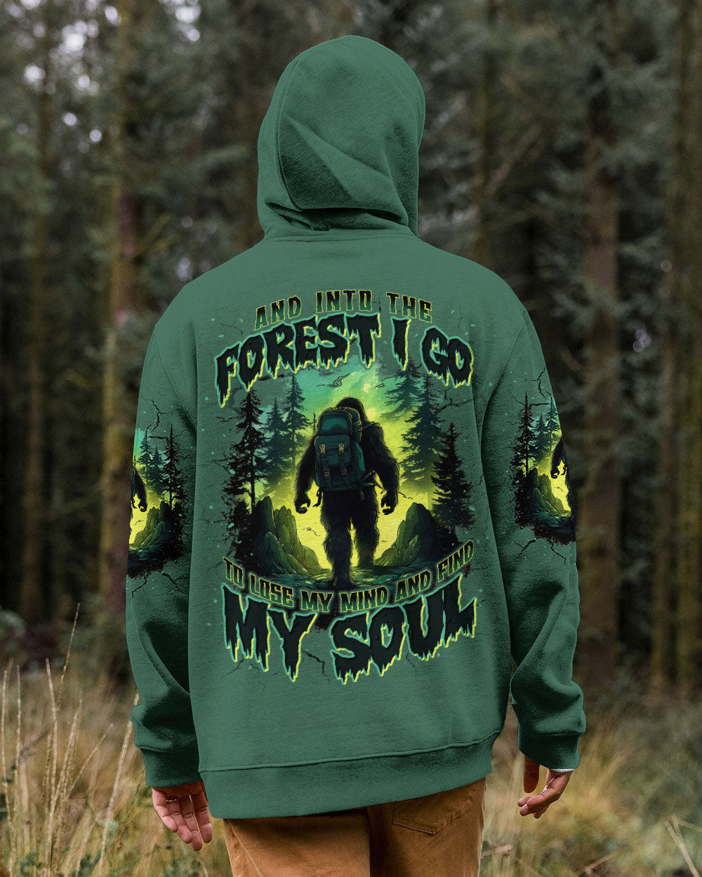 BLISSCORNERS AND INTO THE FOREST I GO BIGFOOT ALL OVER PRINT