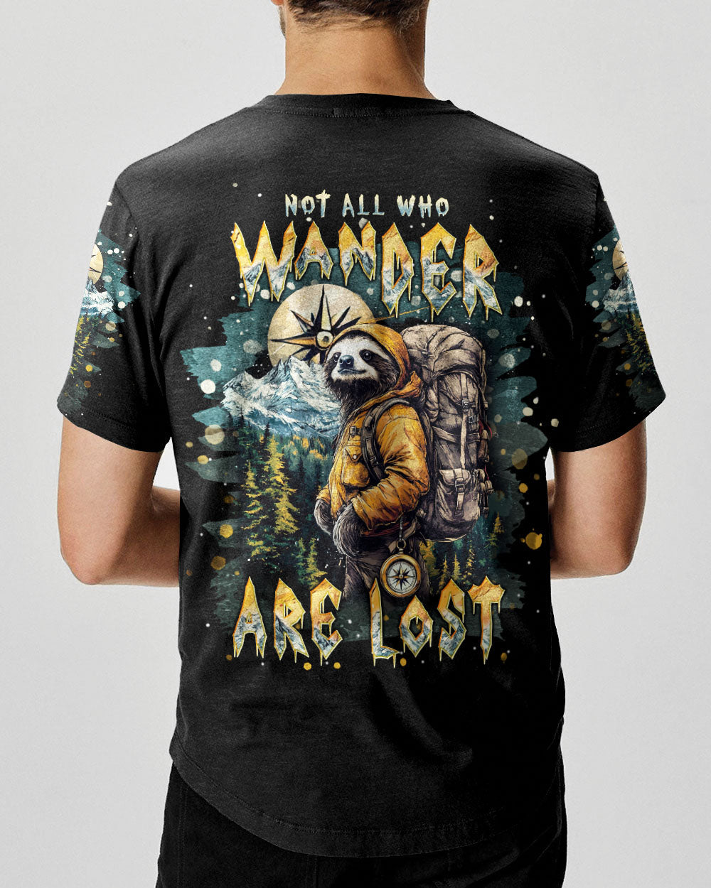 BLISSCORNERS NOT ALL WHO WANDER ARE LOST SLOTH ALL OVER PRINT