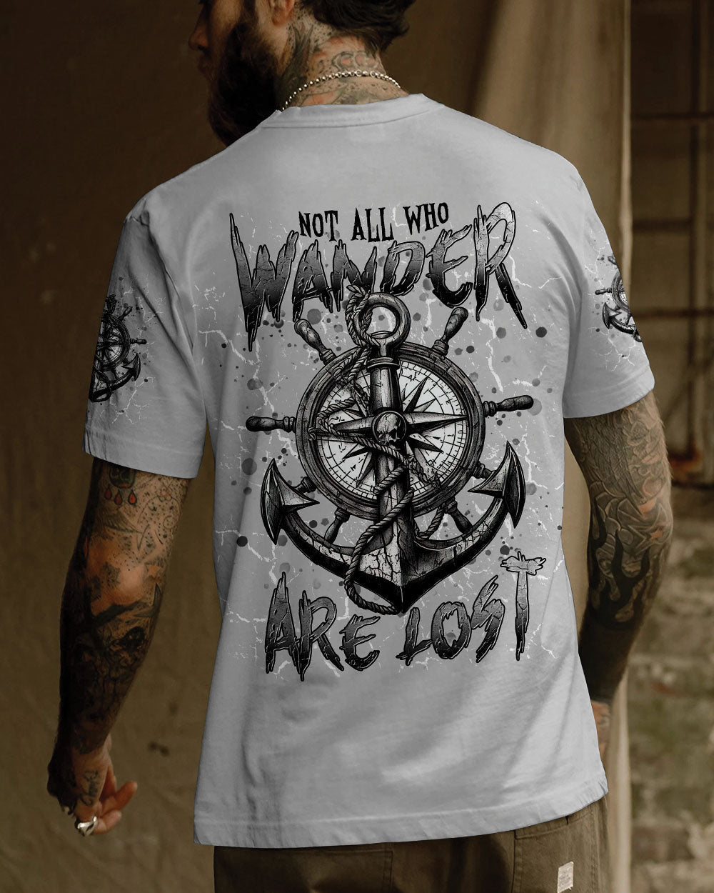 BLISSCORNERS NOT ALL WHO WANDER ARE LOST COMPASS ALL OVER PRINT