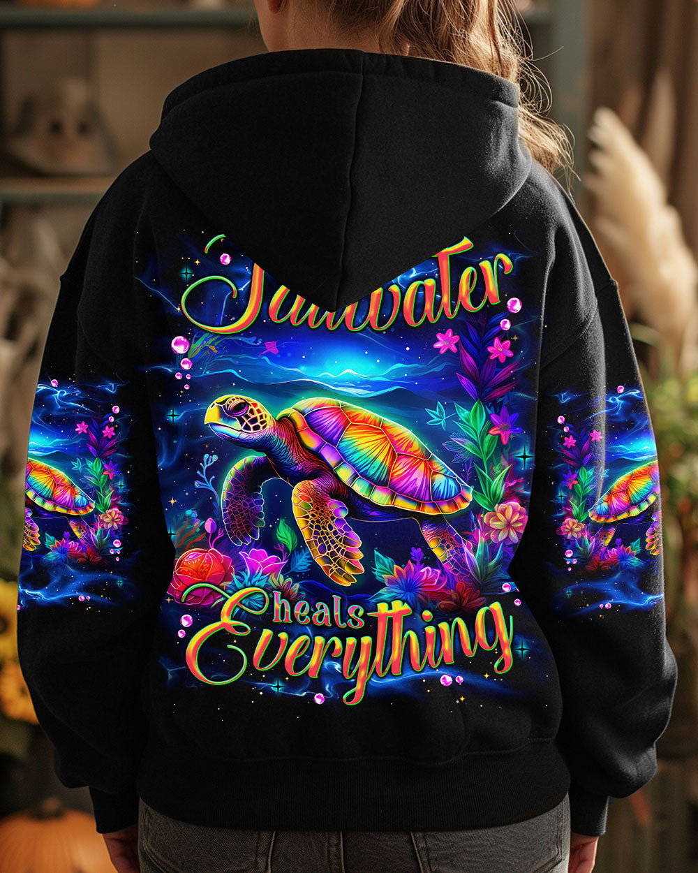 BLISSCORNERS SALTWATER HEALS EVERYTHING TURTLE ALL OVER PRINT