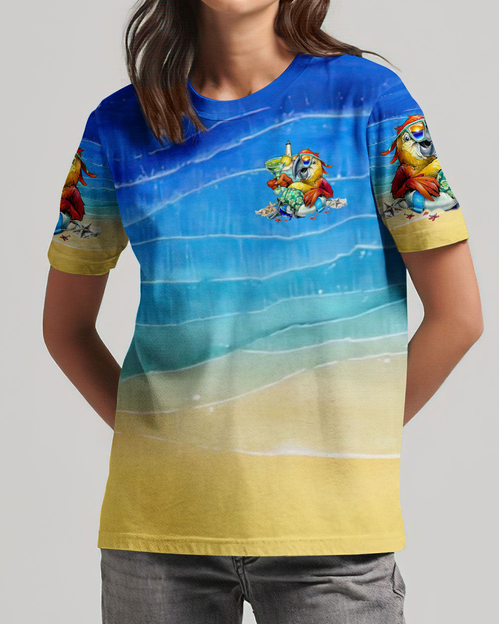BLISSCORNERS FLOAT DRINK TAN REPEAT PARROT ALL OVER PRINT