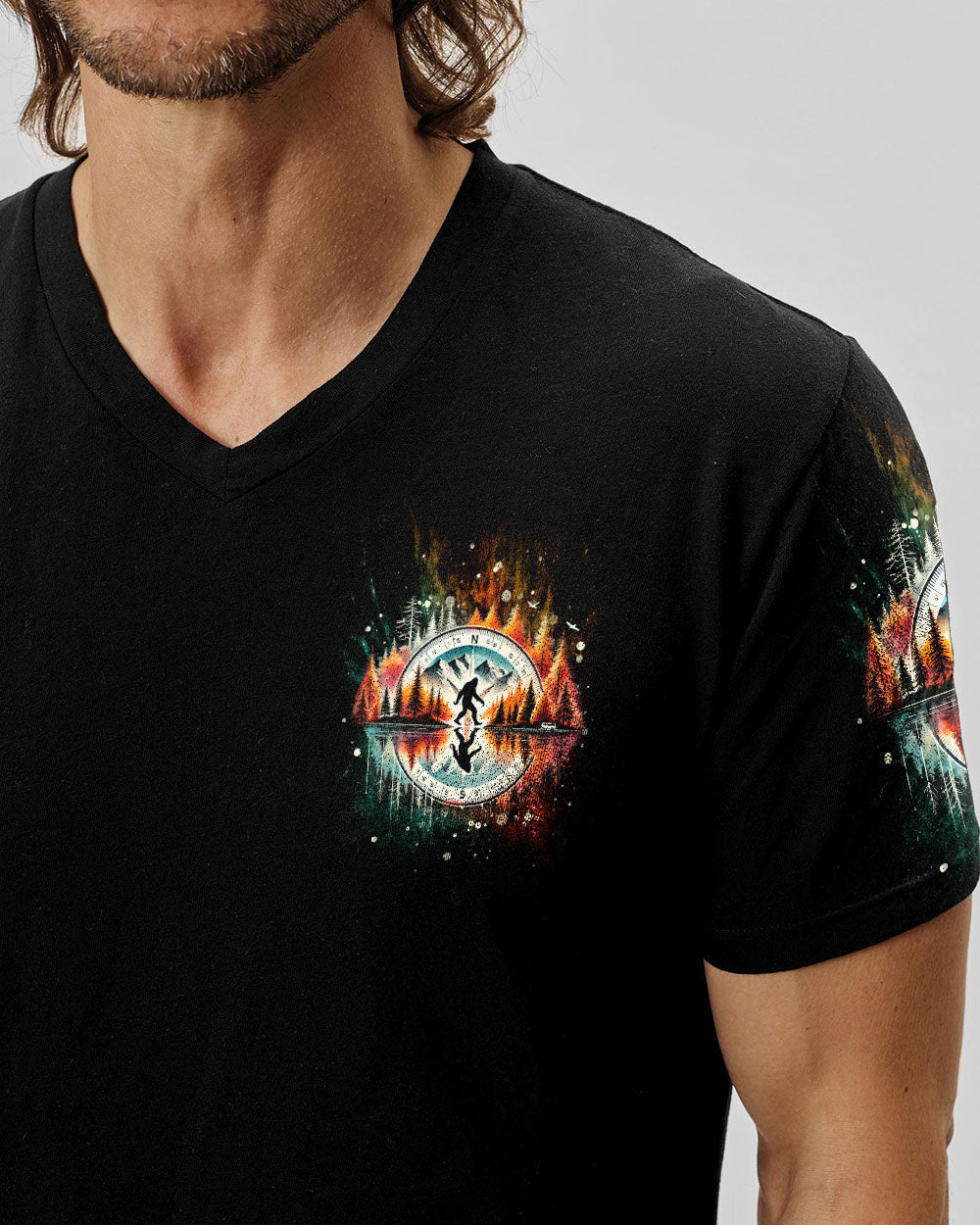 BLISSCORNERS NOT ALL WHO WANDER ARE LOST BIGFOOT COMPASS ALL OVER PRINT