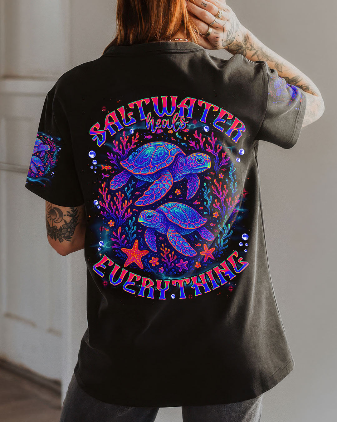 BLISSCORNERS SALTWATER HEALS EVERYTHING TURTLE ALL OVER PRINT