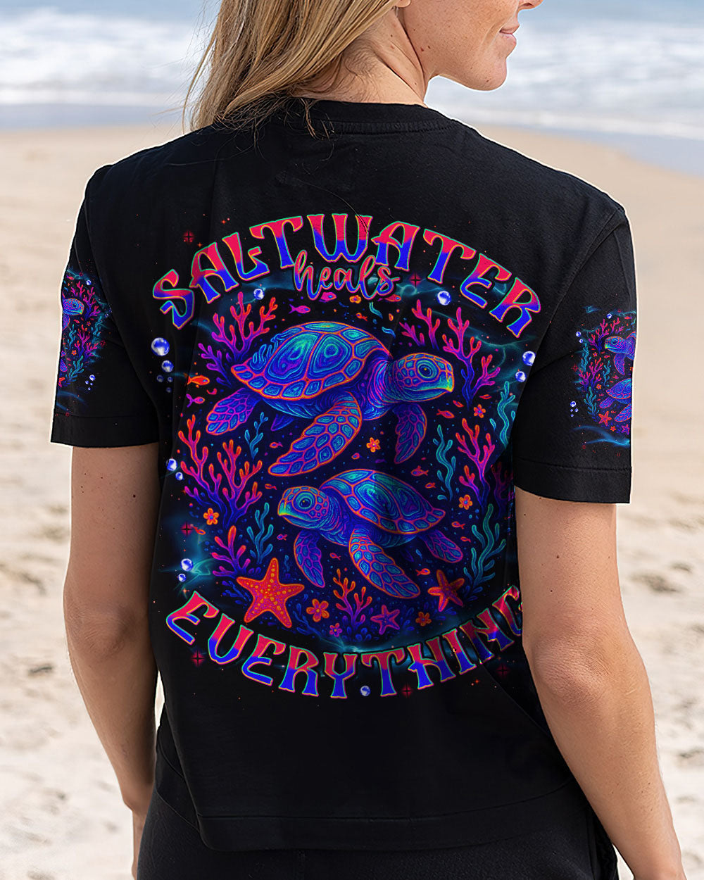 BLISSCORNERS SALTWATER HEALS EVERYTHING TURTLE ALL OVER PRINT
