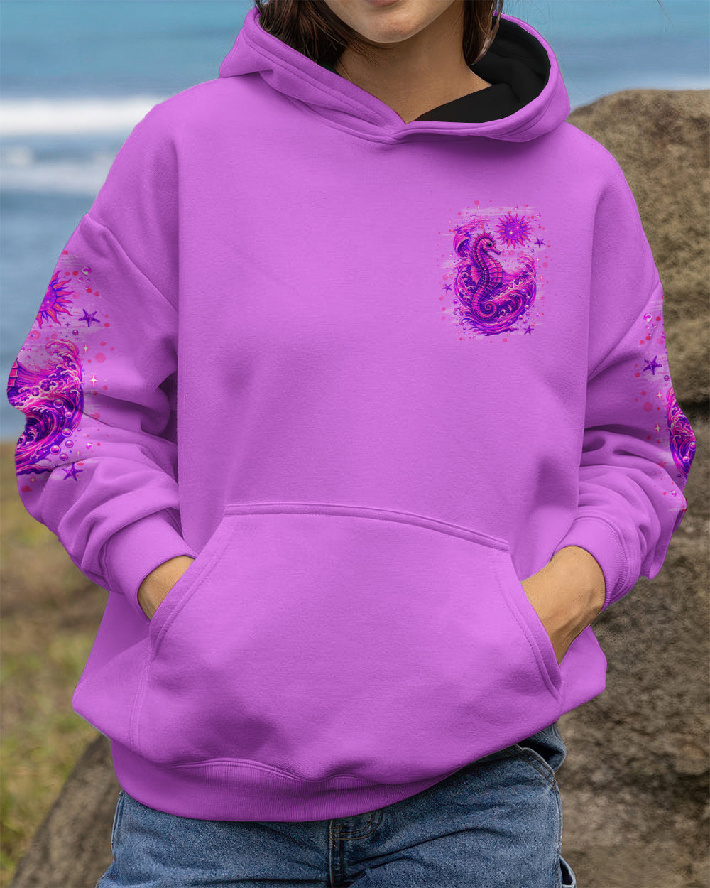 BLISSCORNERS SMELL THE SEA FEEL THE BREEZE SEA HORSE ALL OVER PRINT