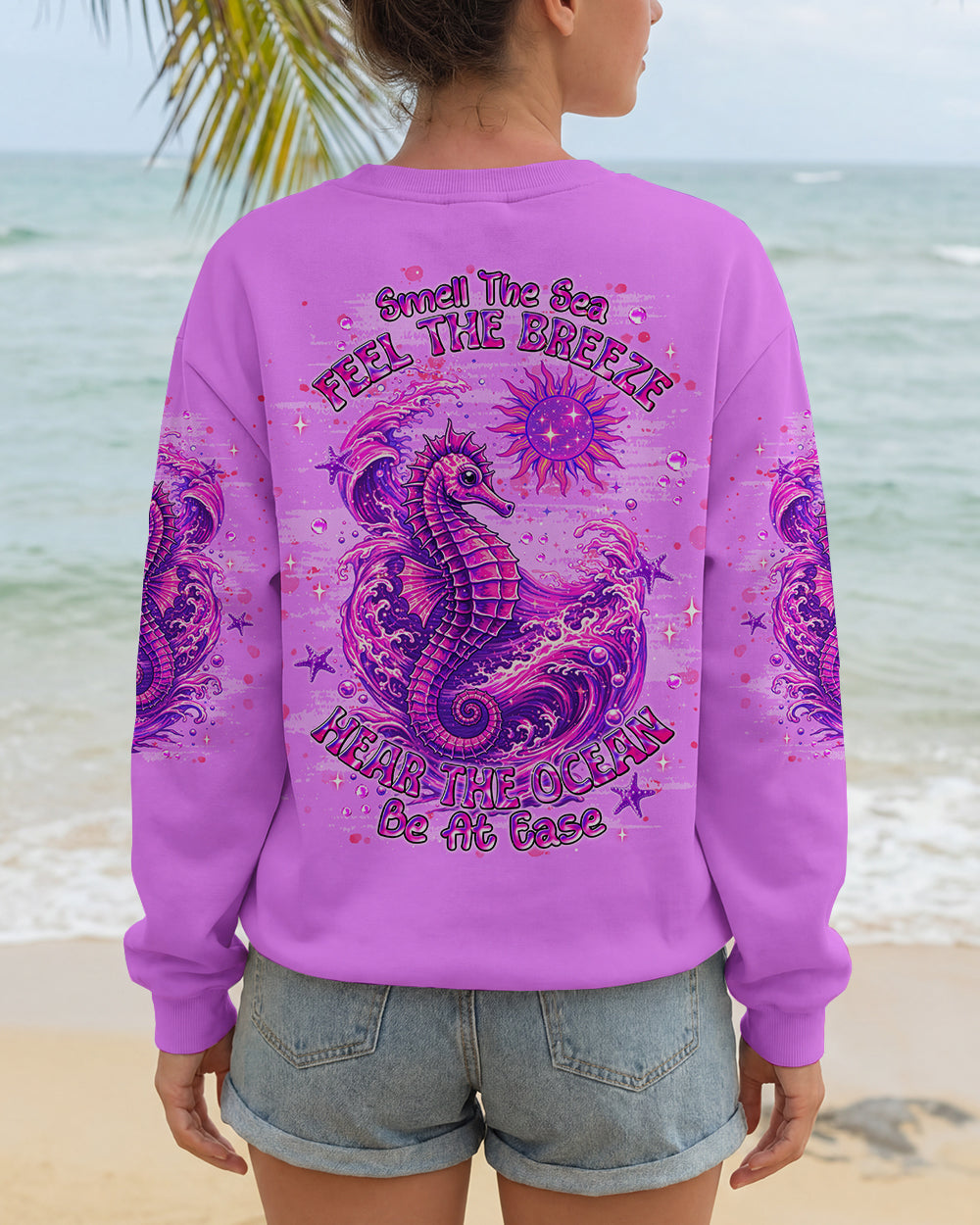 BLISSCORNERS SMELL THE SEA FEEL THE BREEZE SEA HORSE ALL OVER PRINT
